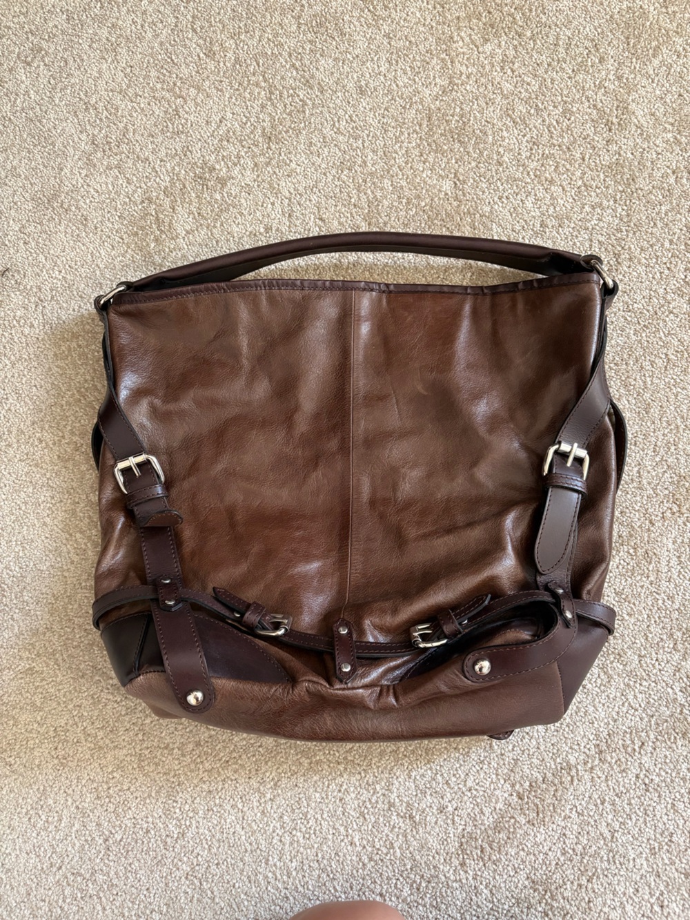 Tano Brown Leather Shoulder Tote